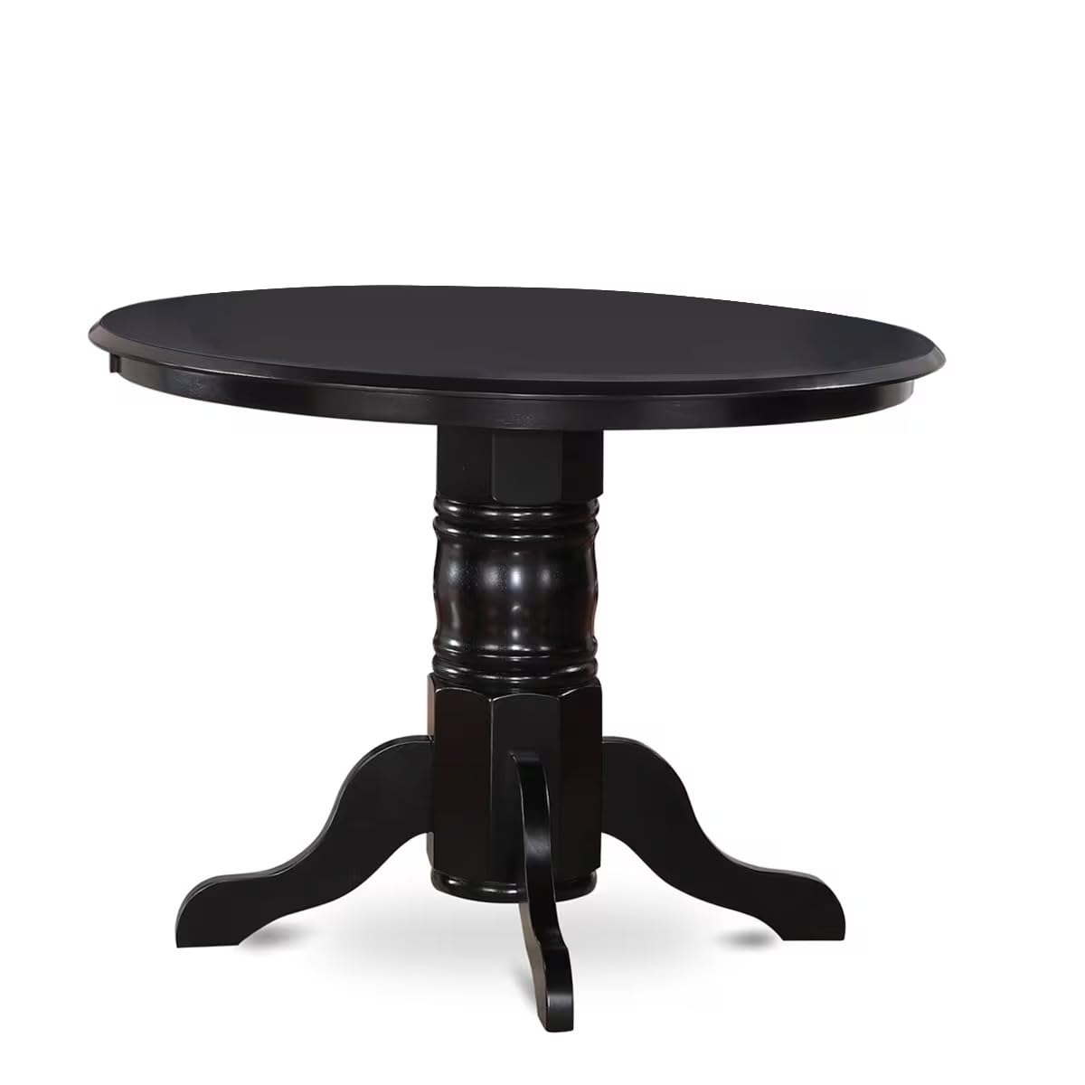 5 Piece Round Dining Table Set with 4 Black Faux Leather Chairs H9259
