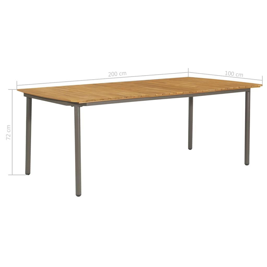 9 Piece Natural Wood and Grey Metal Outdoor Dining Set L46604