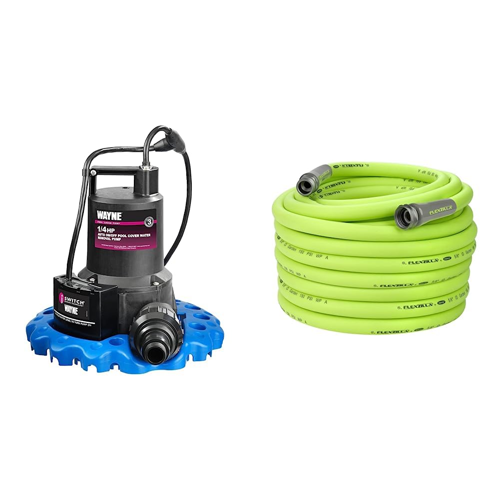 Blue Pool Cover Pump & 5/8 in. x 100 ft. Garden Hose P556478