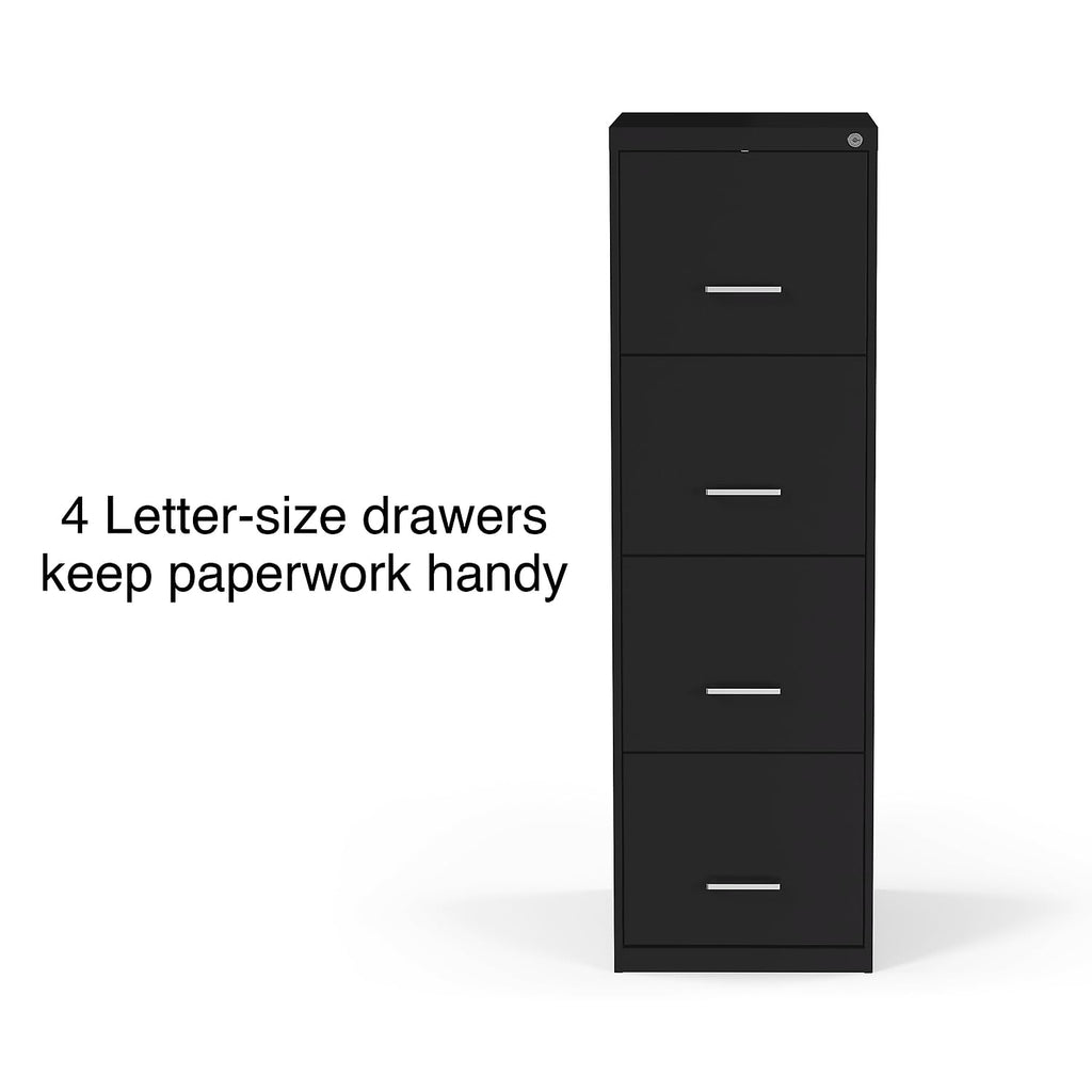 Black 4-Drawer Lockable File Cabinet S264