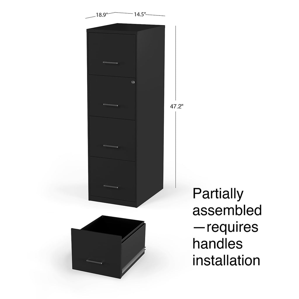 Black 4-Drawer Lockable File Cabinet S264