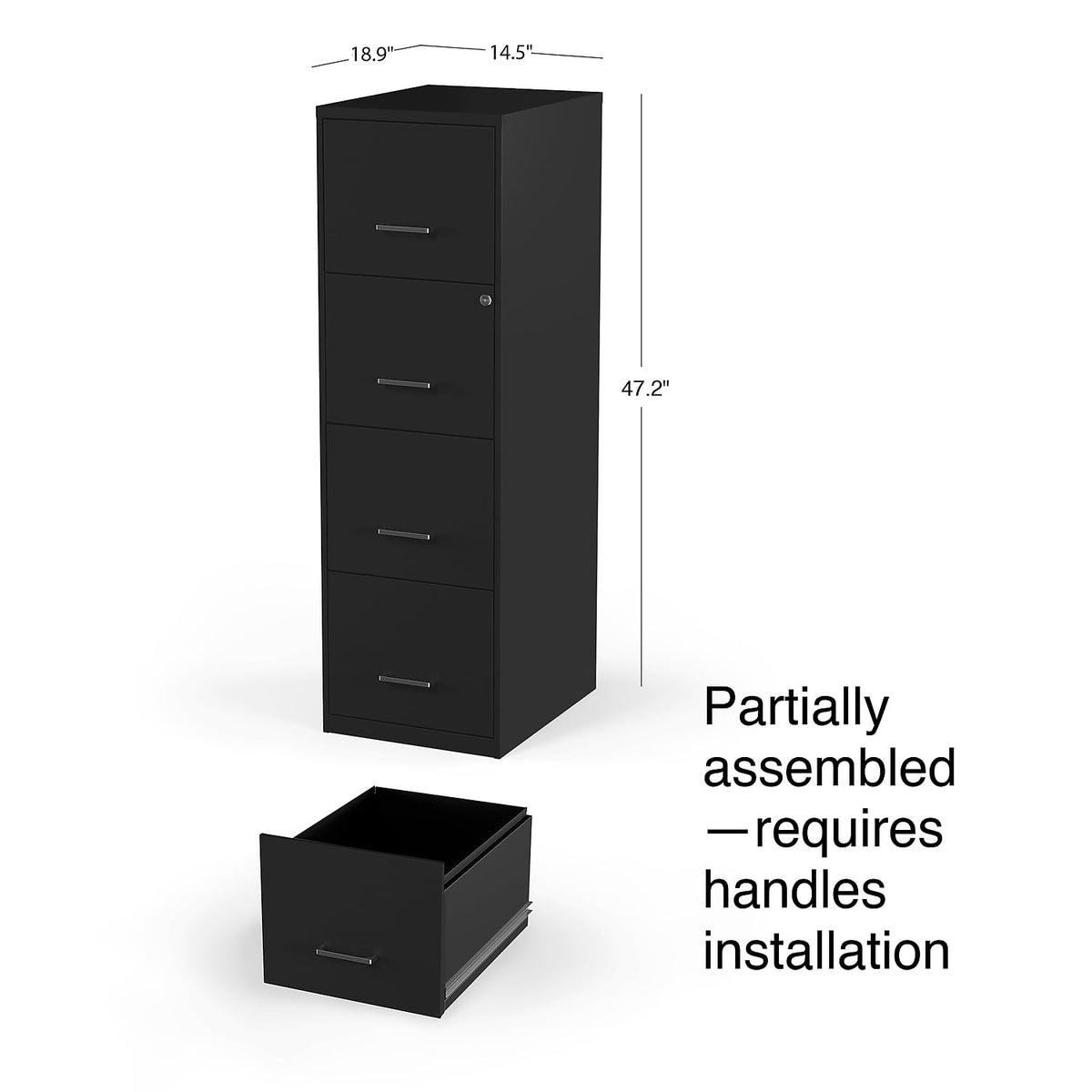Black 4-Drawer Lockable File Cabinet S264