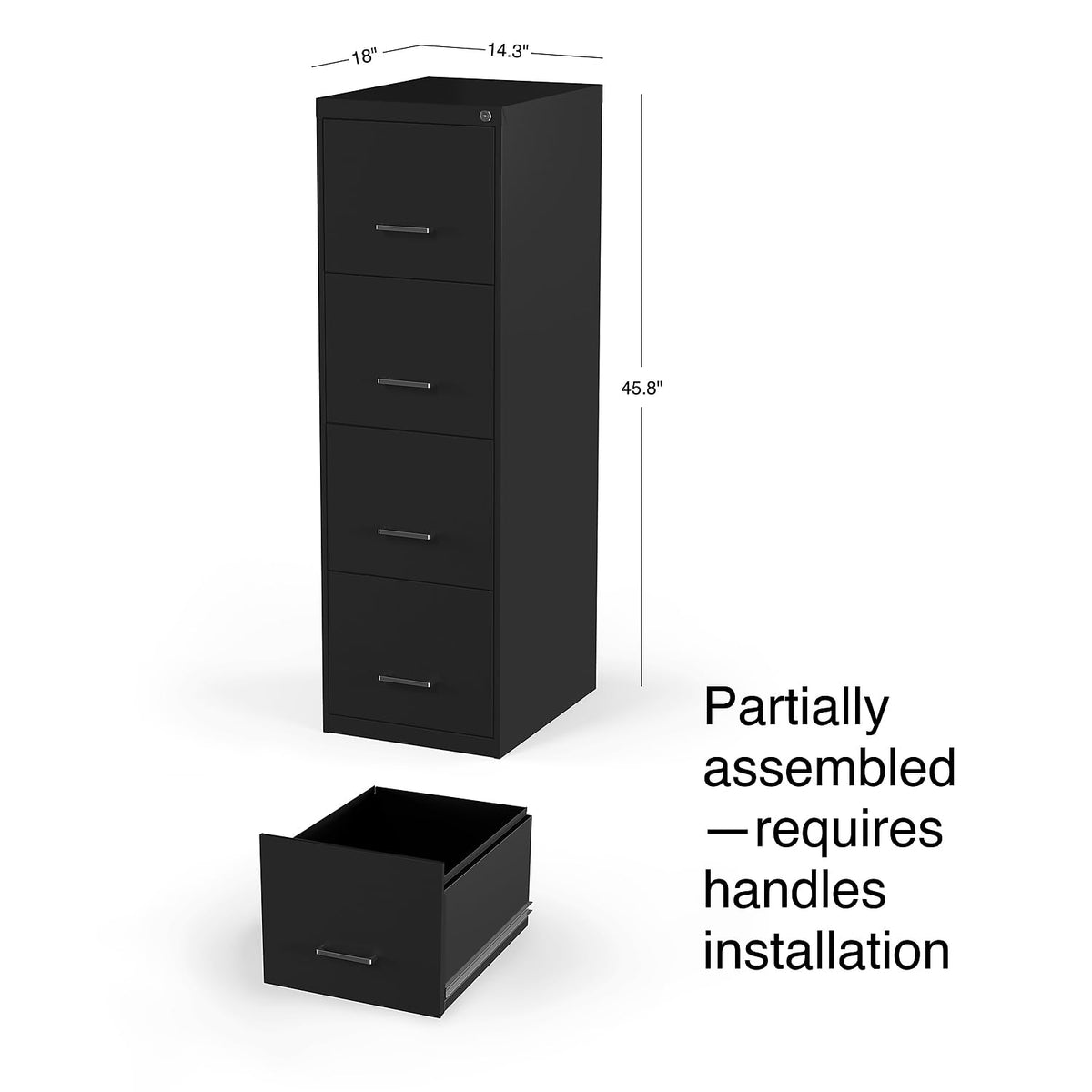 Black 4-Drawer Lockable File Cabinet S264