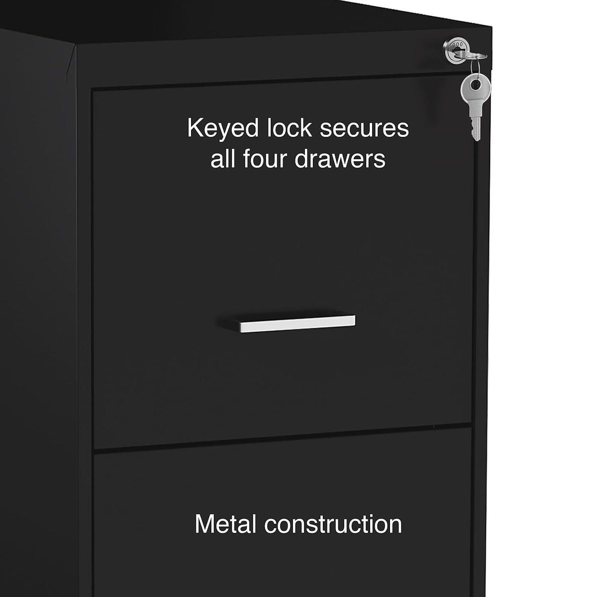 Black 4-Drawer Lockable File Cabinet S264