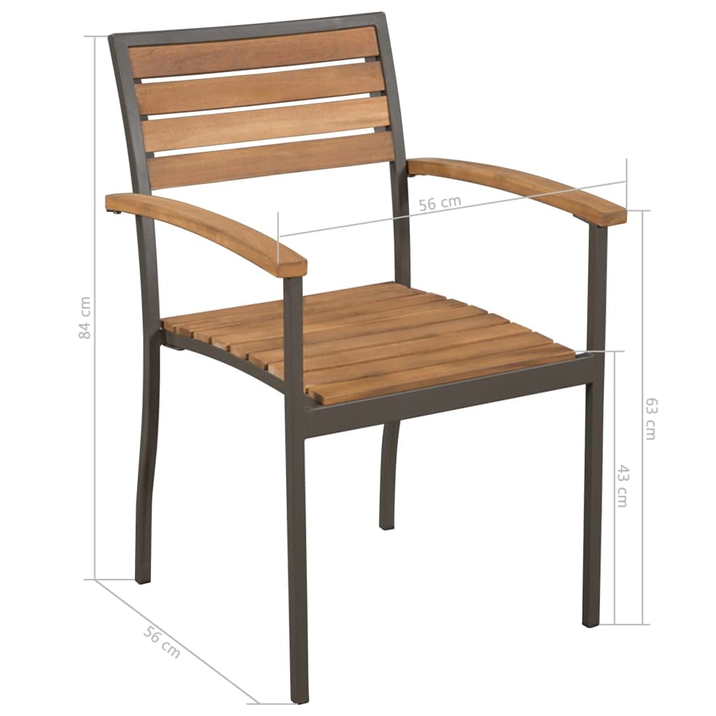 9 Piece Natural Wood and Grey Metal Outdoor Dining Set L46604