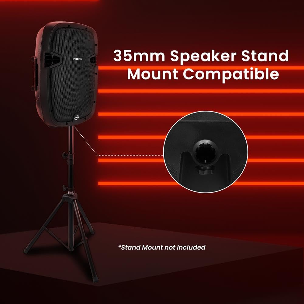1000W Bluetooth PA System Speakers with 10 Inch Subwoofer and USB, Black O7060