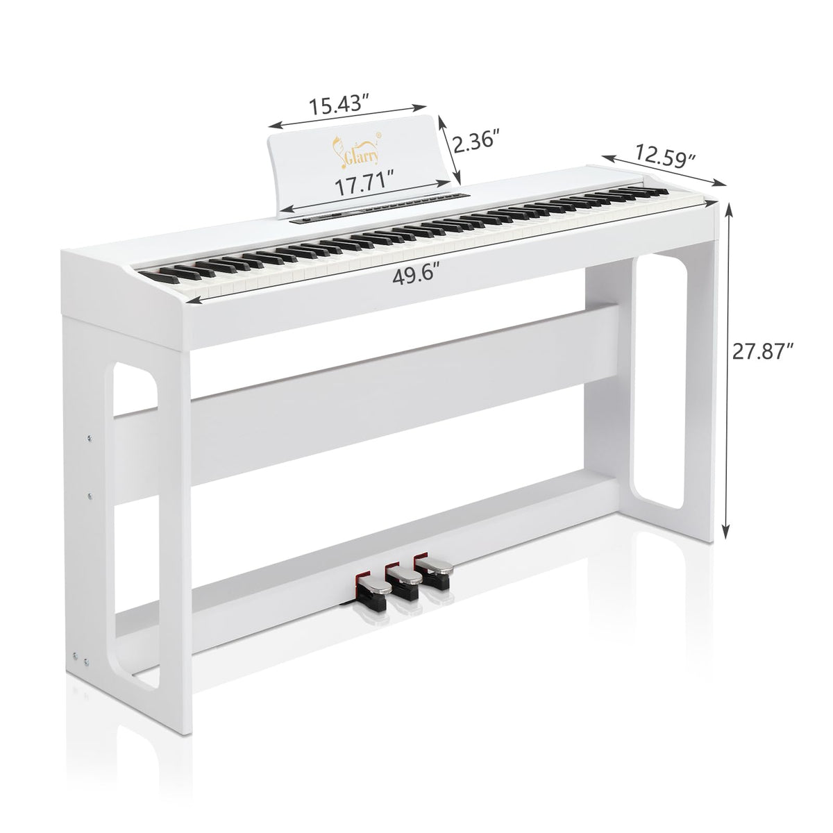 88-Key Digital Piano Full Weighted Hammer Action Triple Pedals White P832783