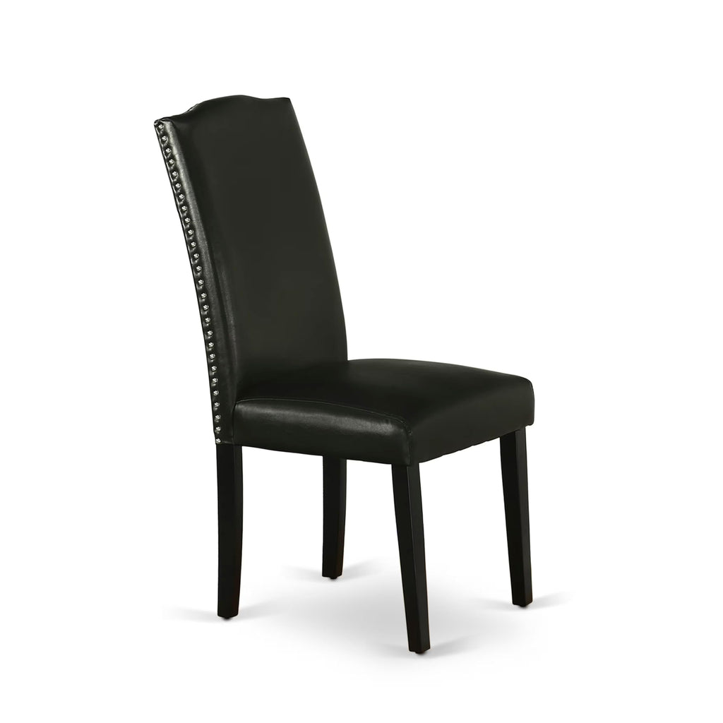 5 Piece Dinette Set with Rectangle Dining Table and 4 Black Faux Leather Chairs M91217