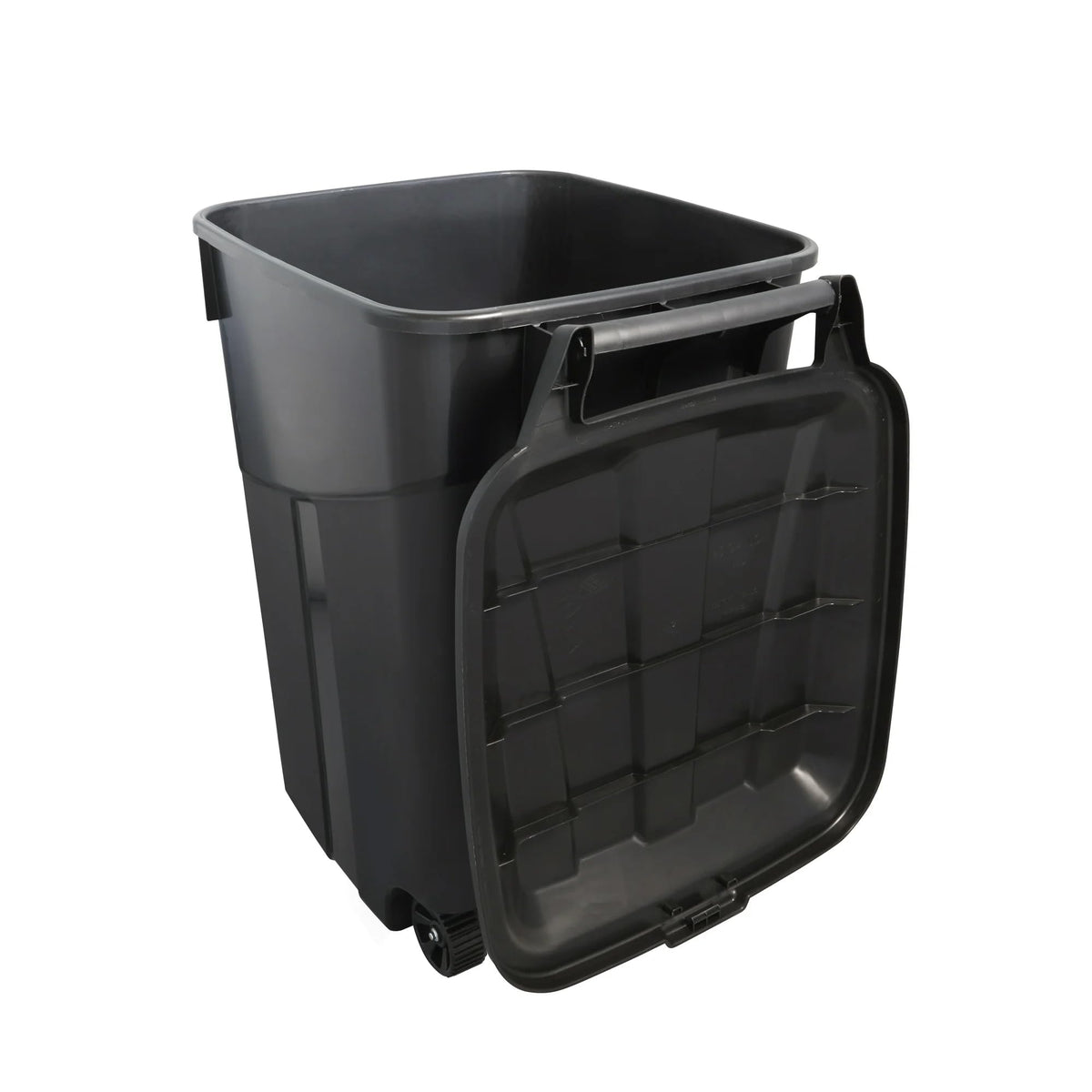 Black 45 Gallon Wheeled Plastic Garbage Can with Lid A891