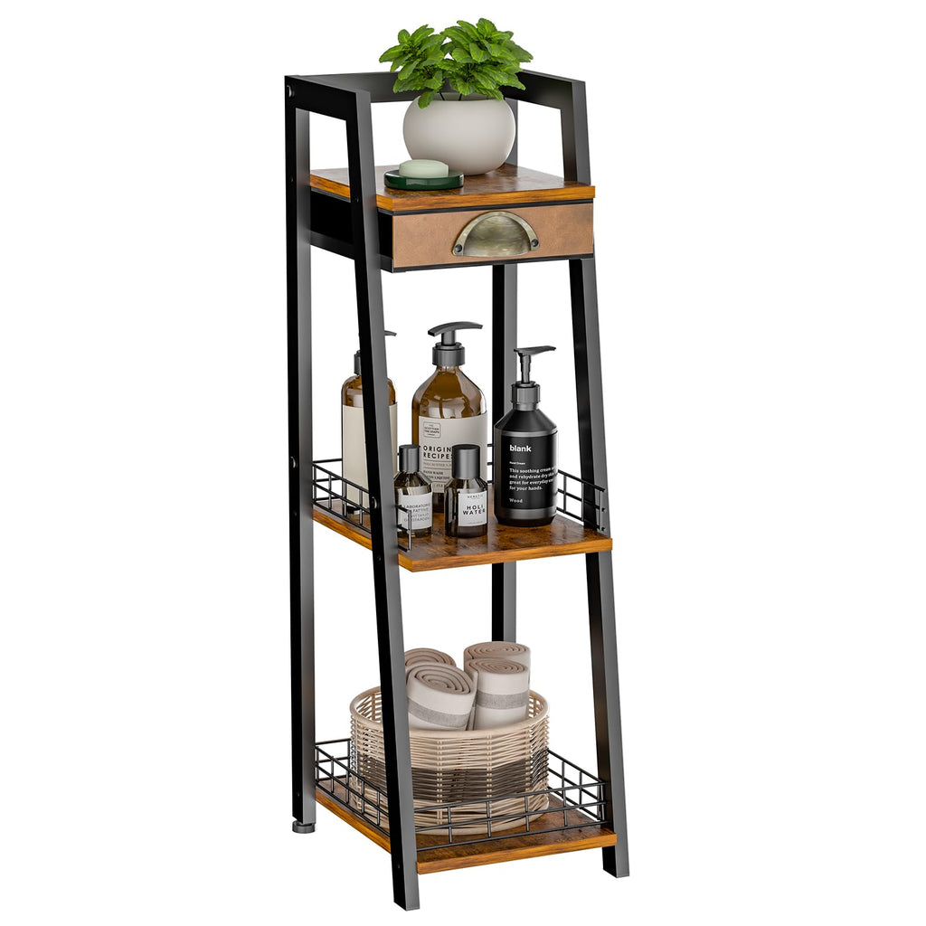 3-Tier Narrow Bathroom Shelves with Drawer E6960