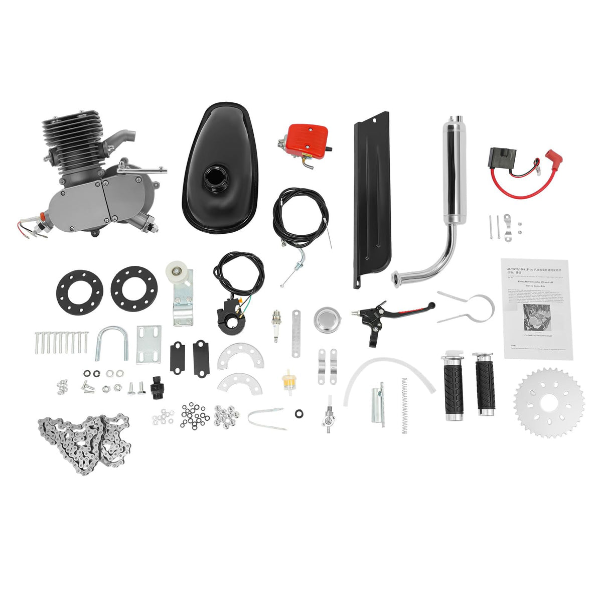 2-Stroke 100CC Bicycle Engine Kit for 26-28in V-Frame Bikes U28375