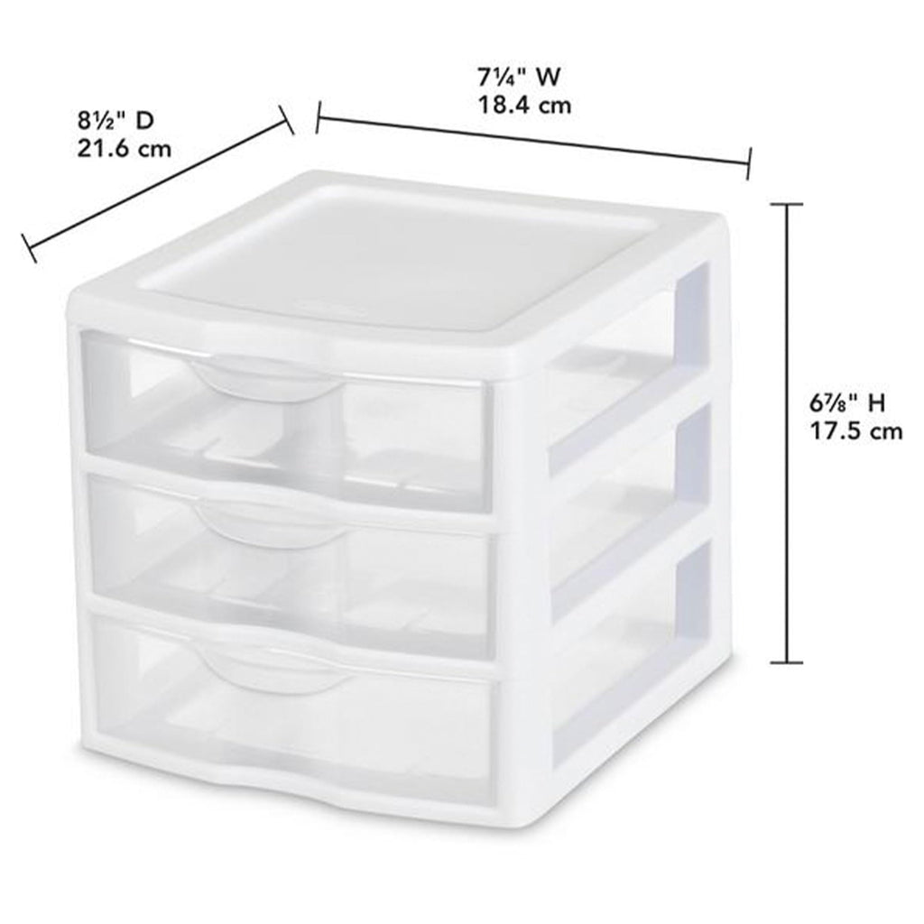 White Plastic 3 Drawer Desktop Storage Unit E60584