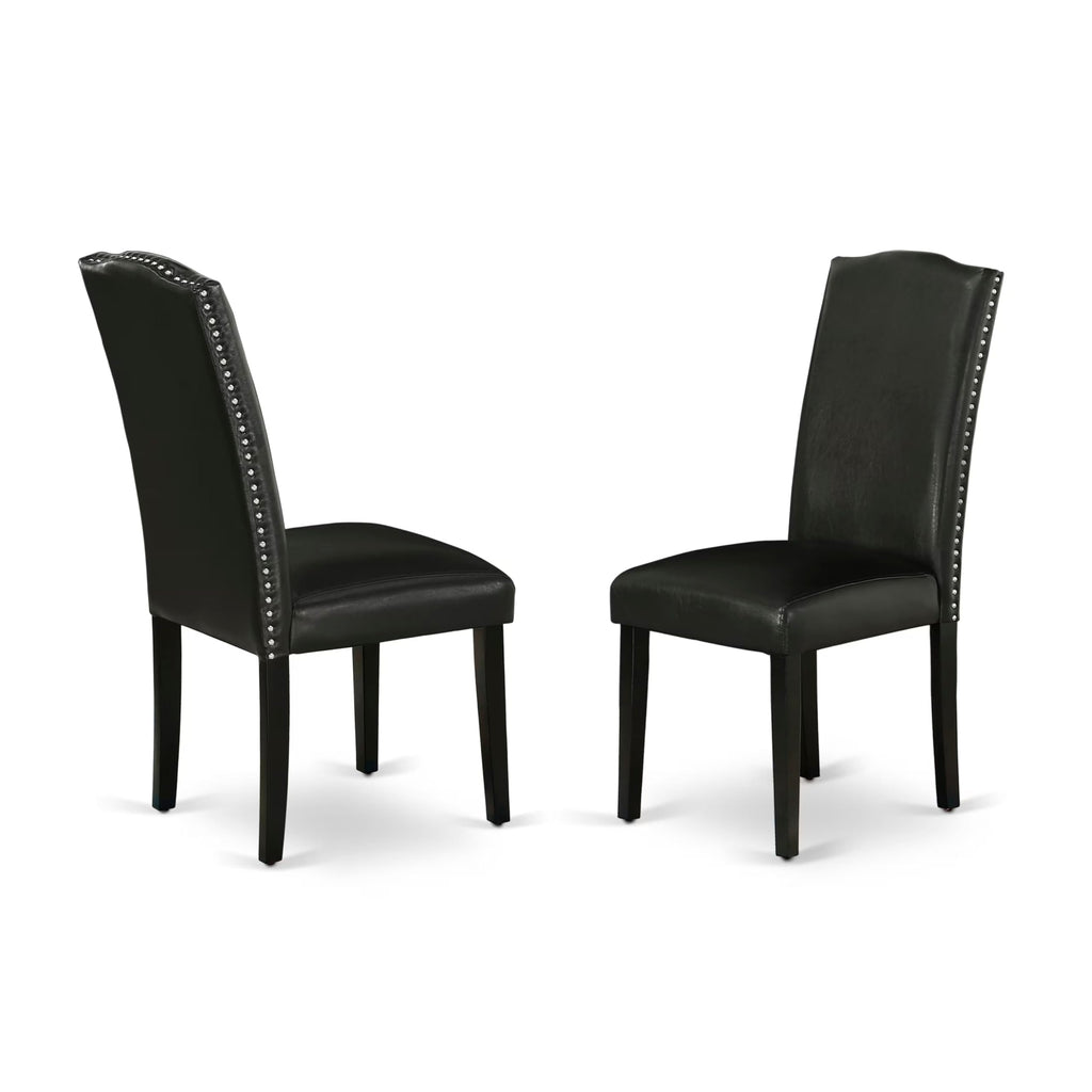 5 Piece Dinette Set with Rectangle Dining Table and 4 Black Faux Leather Chairs M91217