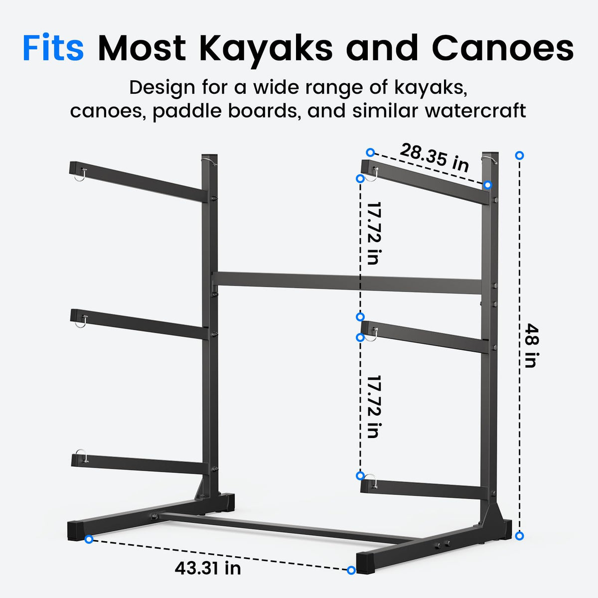 Kayak Storage Rack, Freestanding Steel Stand M53942