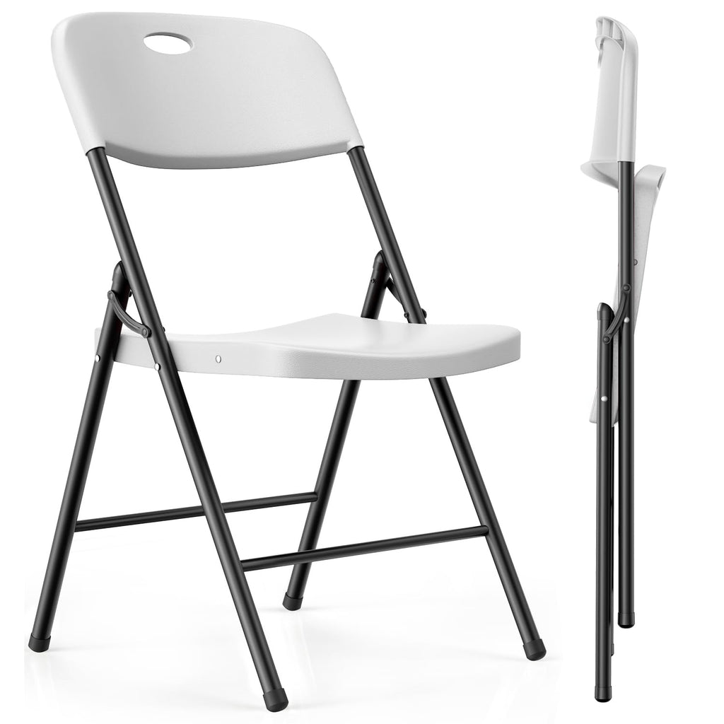2 Pack White Plastic Folding Chairs P9018