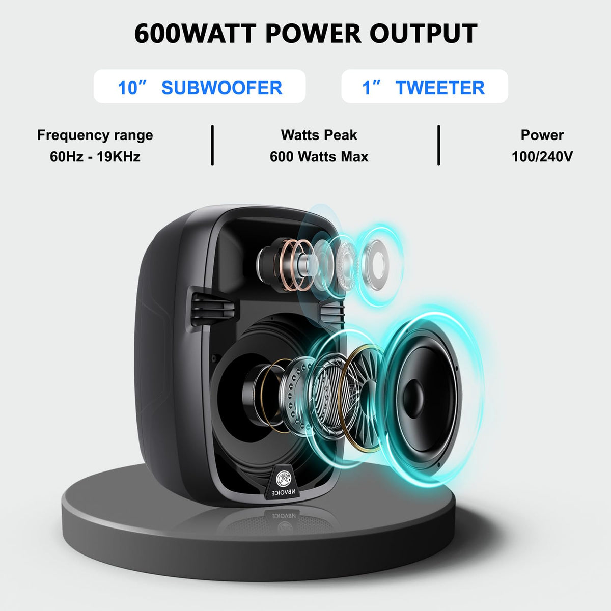 Portable 8-Channel PA System with Bluetooth and 2 Speaker Stands S176
