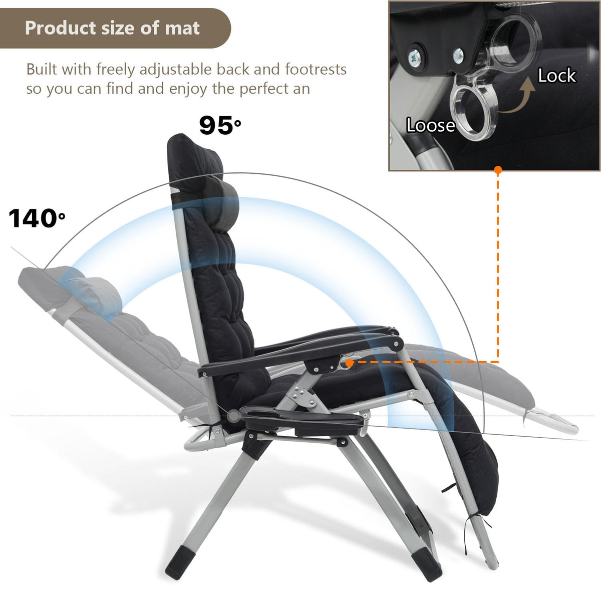Zero Gravity Lounge Chair Black S763