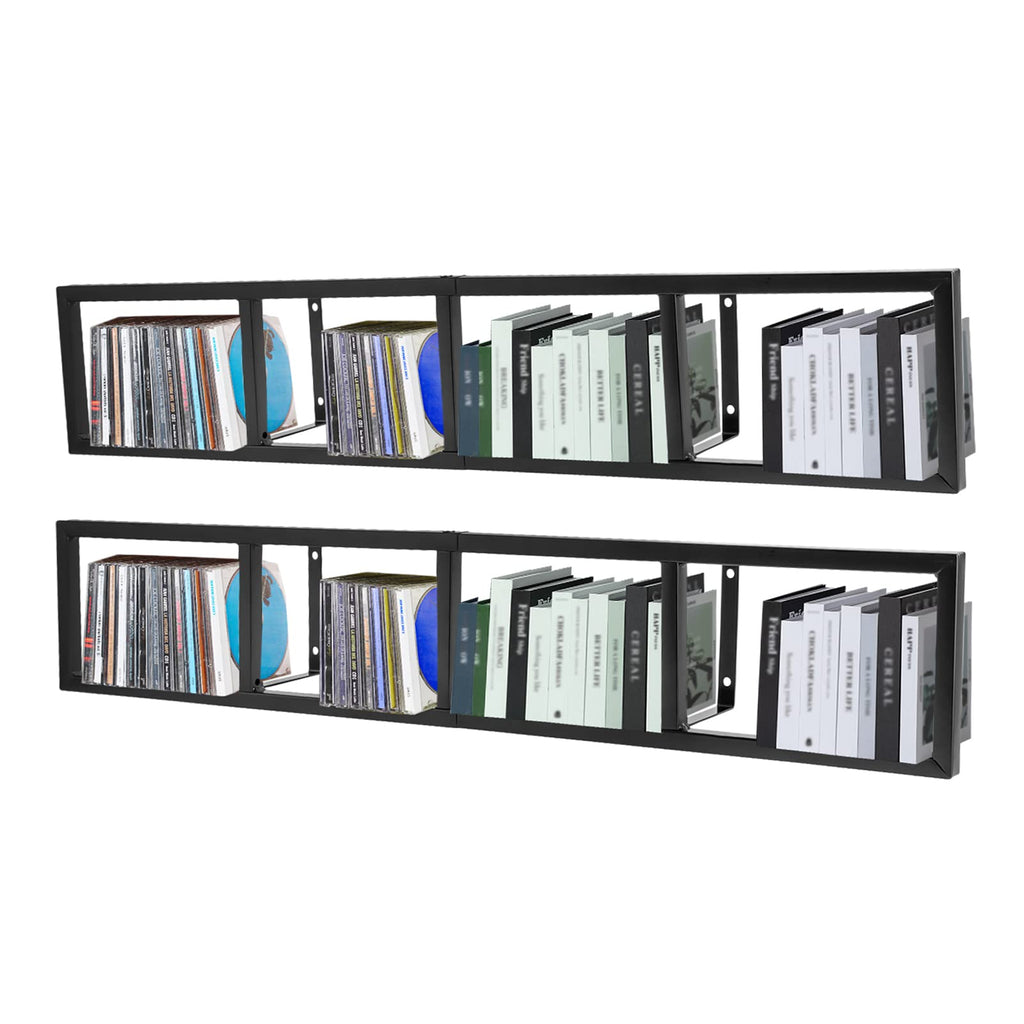 34 Inch Black Metal Media Storage Rack T440