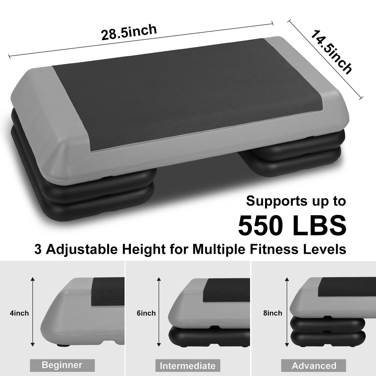 Adjustable Aerobic Stepper with 4 Risers A643