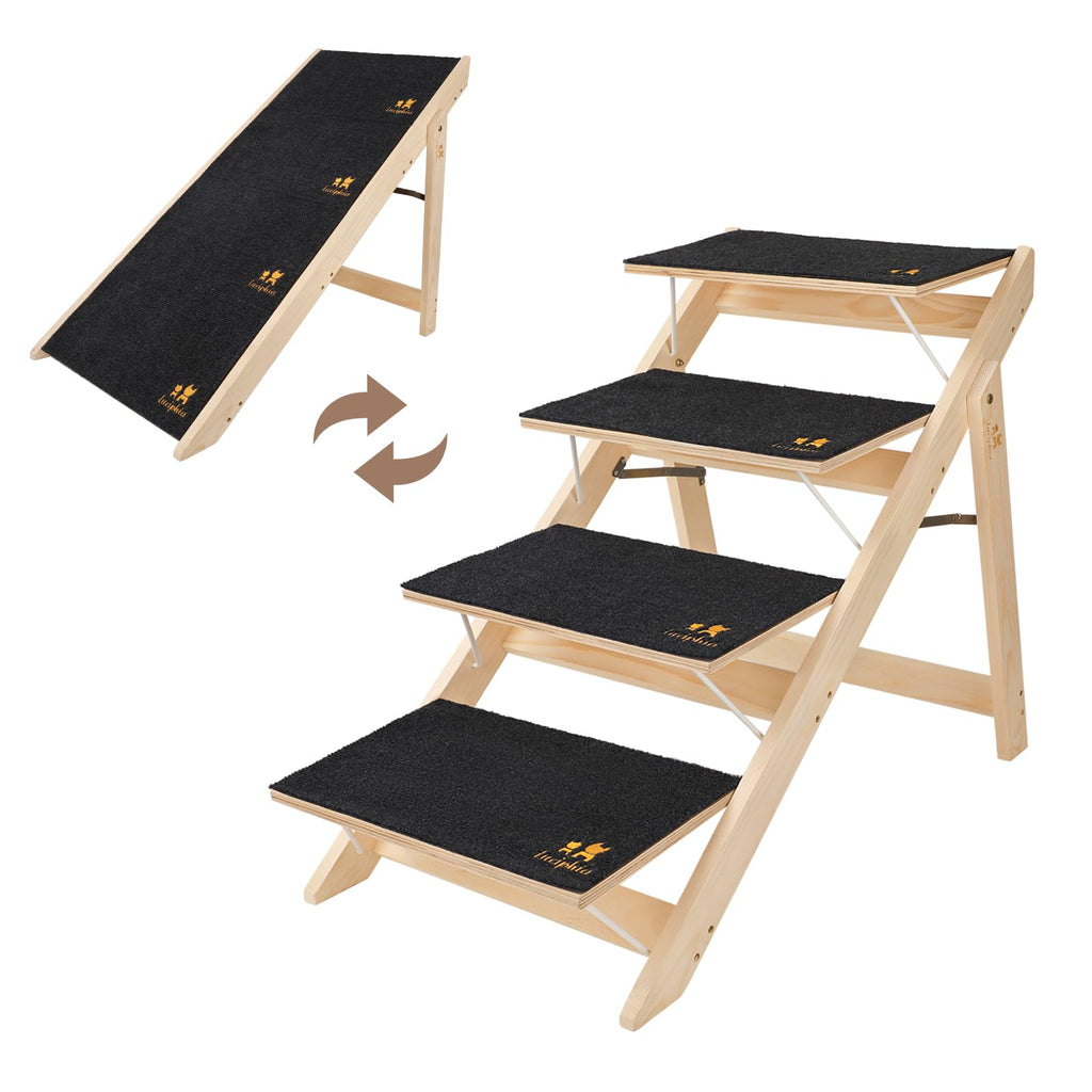 Wooden 4-Step Foldable Anti-Slip Dog Stairs D1388