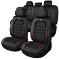 Waterproof Nappa Leather Car Seat Covers Standard 5 Seats Black & Red Y1265