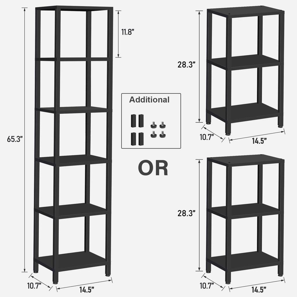 6-Tier Tall Narrow Bookshelf S24074
