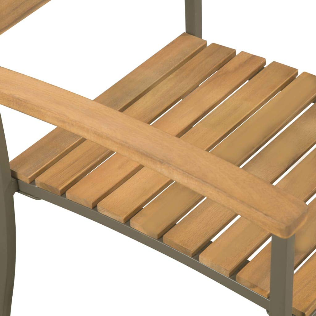 9 Piece Natural Wood and Grey Metal Outdoor Dining Set L46604