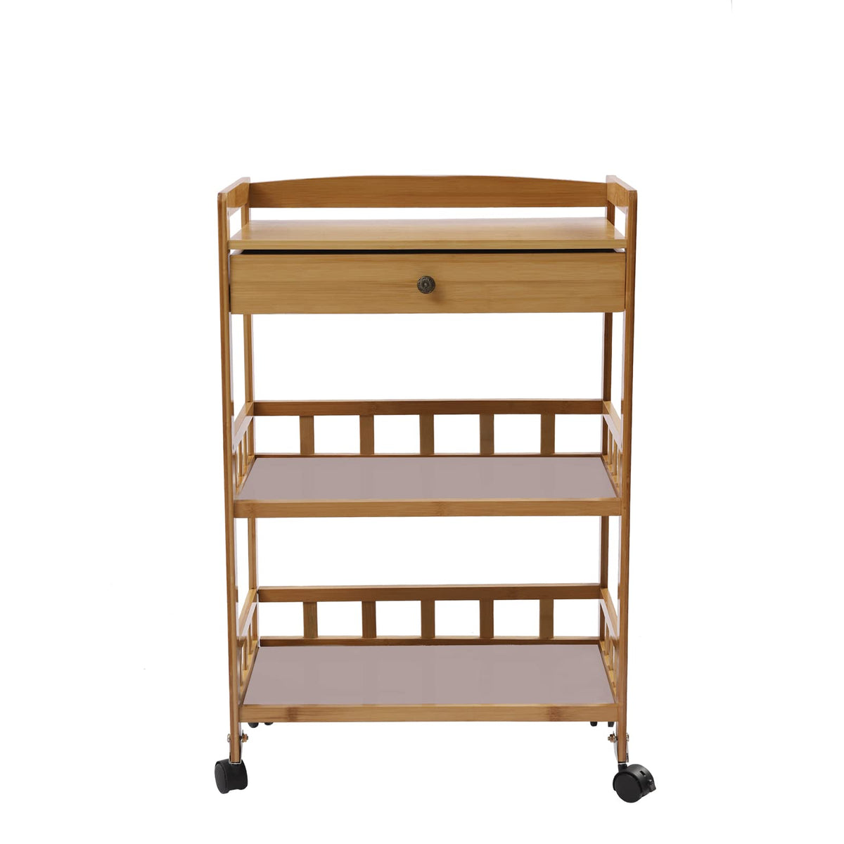3-Tier Bamboo Rolling Kitchen Cart with Drawer Y161