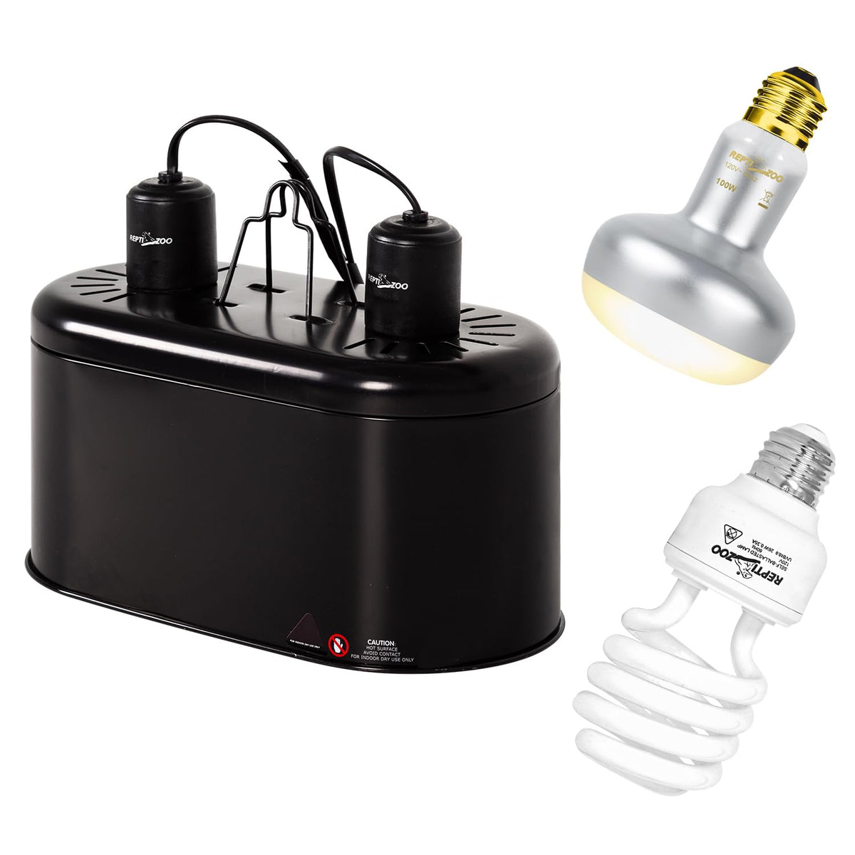 Reptile Heat Lamp Combo Pack with Dual Light Fixture, 100W Basking Spot Light & 26W UVA UVB Bulb H652