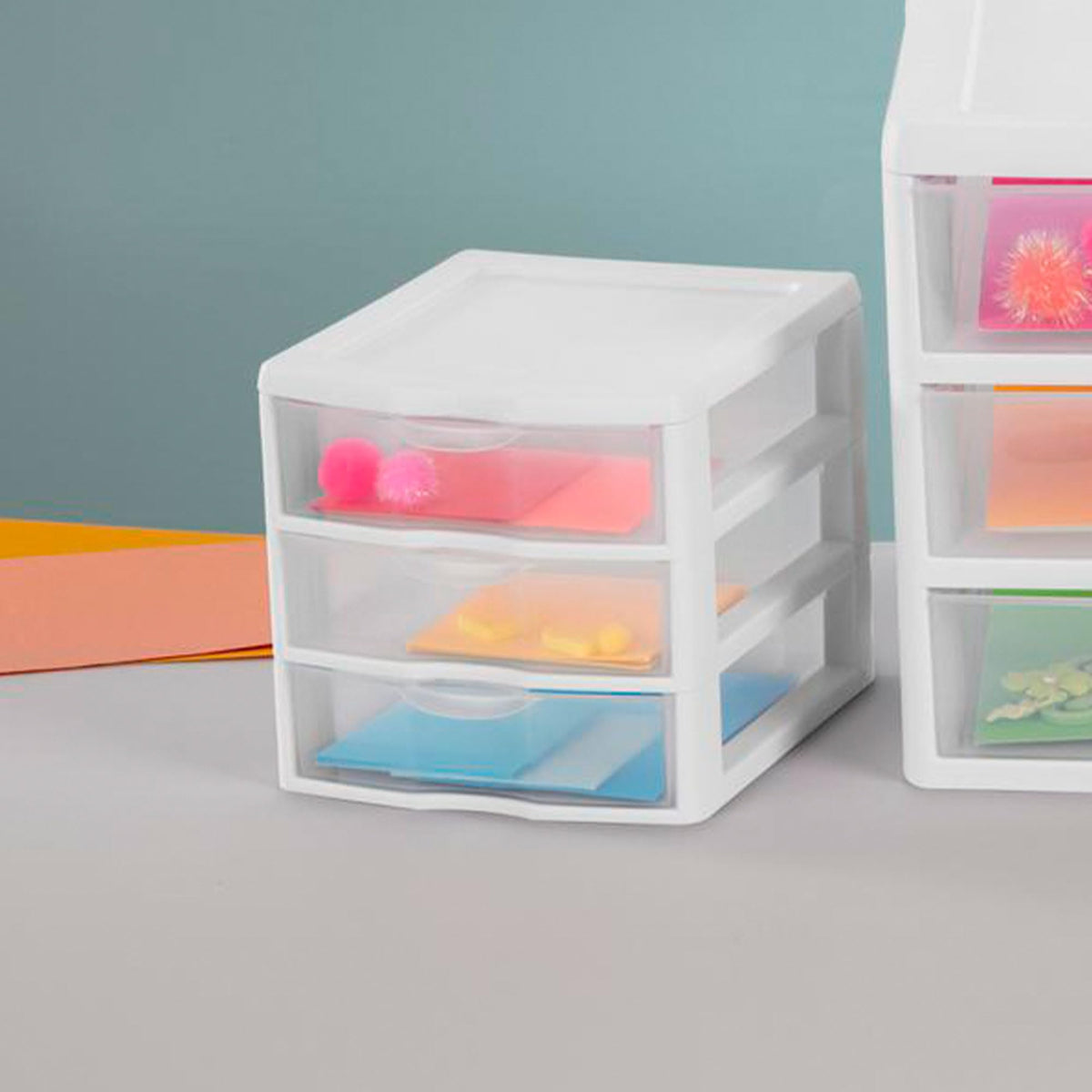 White Plastic 3 Drawer Desktop Storage Unit E60584