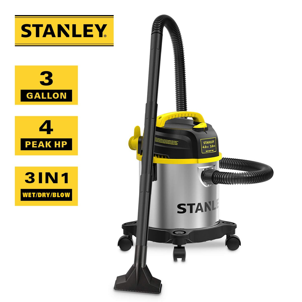 3 Gallon Stainless Steel Wet Dry Shop Vacuum R64209