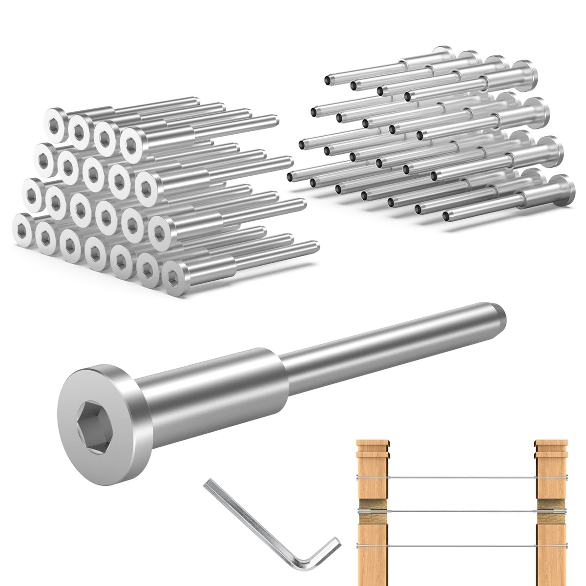 60 Pack T316 Stainless Steel 1/8" Cable Railing Kit K36566