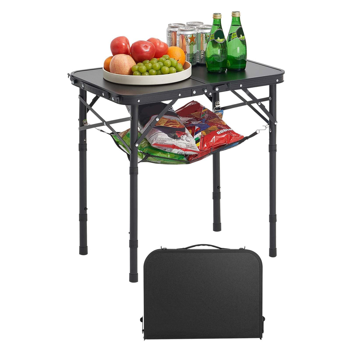 Folding Camping Table Adjustable Height Aluminum MDF 24 x 16 inch L2114