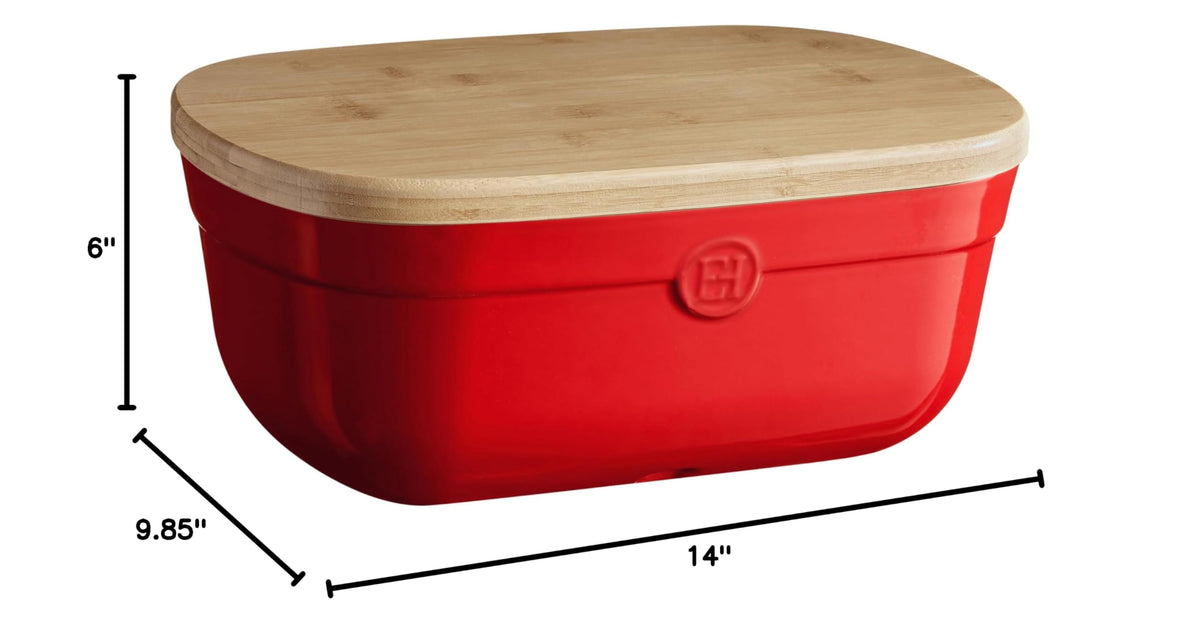 Ceramic Bread Box 14"x 9.85"x 6" Burgundy T83655
