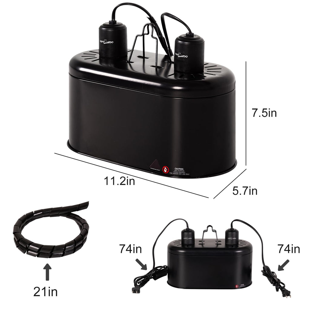 Reptile Heat Lamp Combo Pack with Dual Light Fixture, 100W Basking Spot Light & 26W UVA UVB Bulb H652