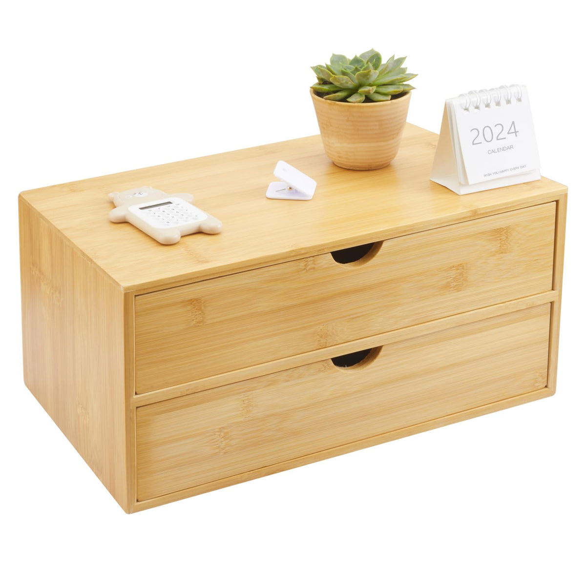 Bamboo Desk Organizer with Drawers F6488