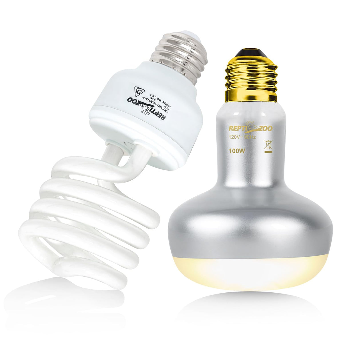 Reptile Heat Lamp Combo Pack with Dual Light Fixture, 100W Basking Spot Light & 26W UVA UVB Bulb H652