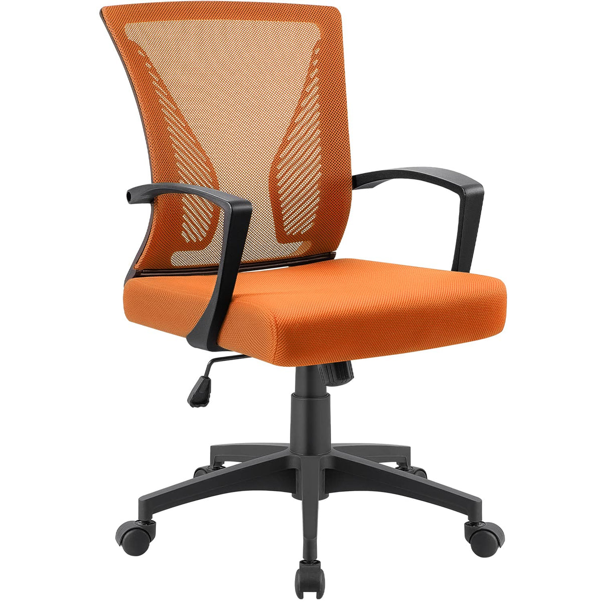 Orange Mid Back Mesh Ergonomic Office Chair with Armrest J537