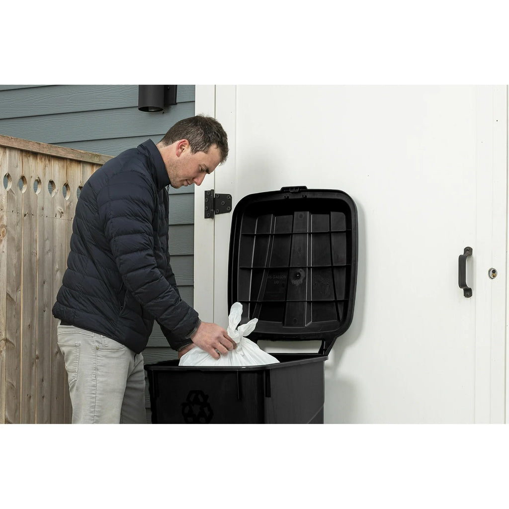 Black 45 Gallon Wheeled Plastic Garbage Can with Lid A891