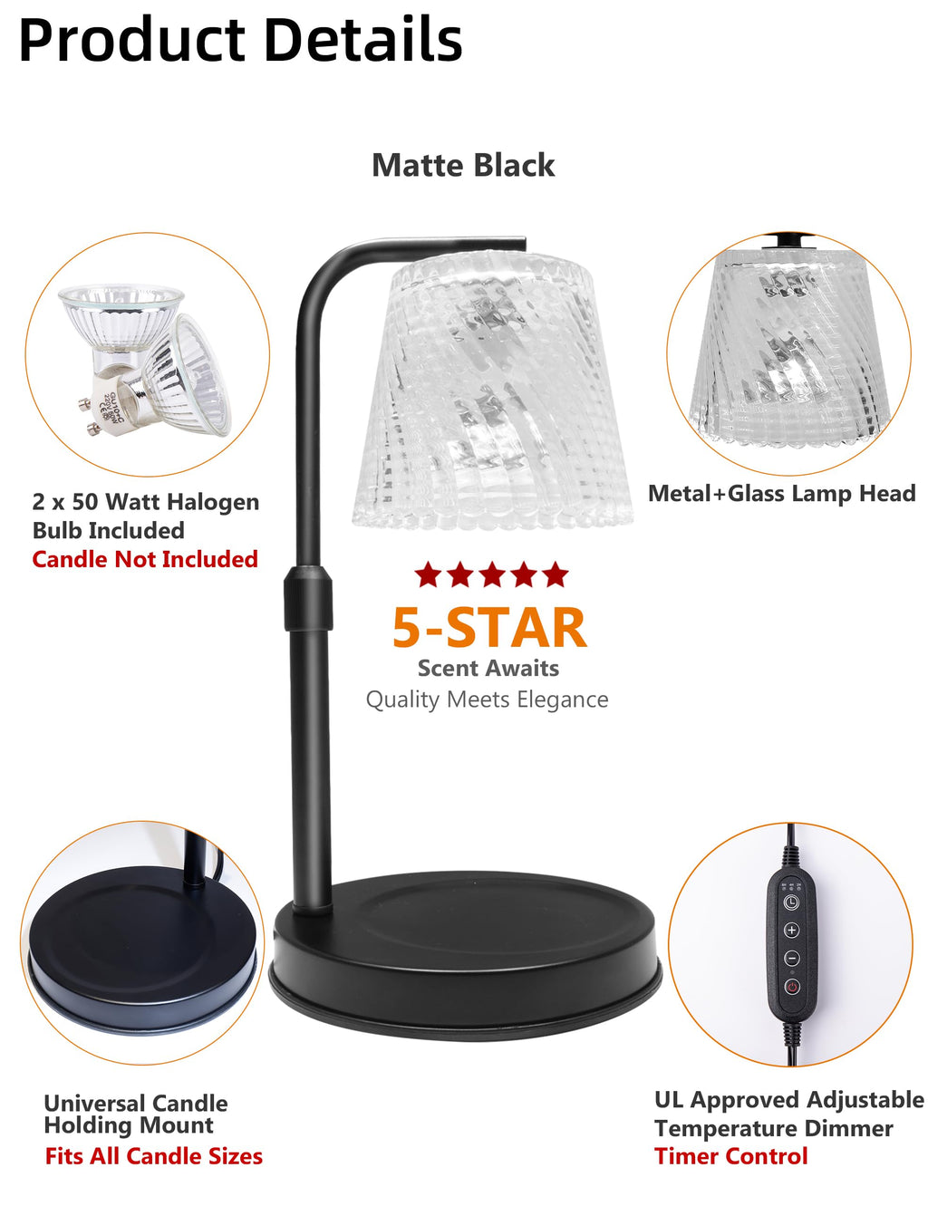 Candle Warmer Lamp with Timer Dimmable C829
