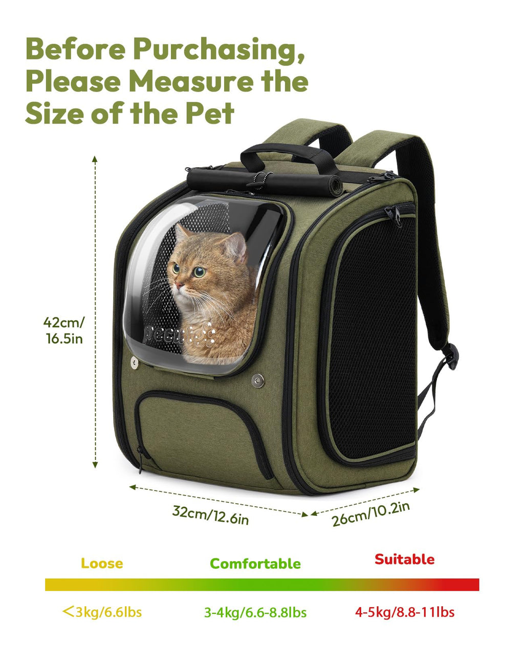 Green Cat Backpack Carrier M11895