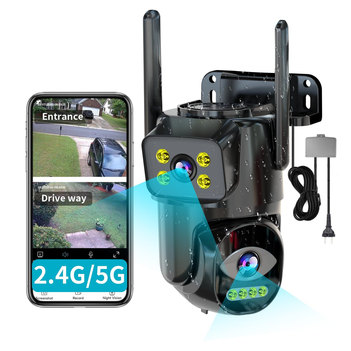Dual Lens WiFi Security Camera Outdoor I496