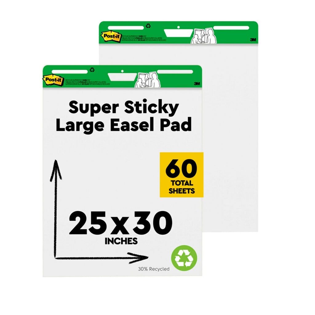 White Recycled Paper Easel Pad 25 in x 30 in 30 Sheets 2 Pads U1385