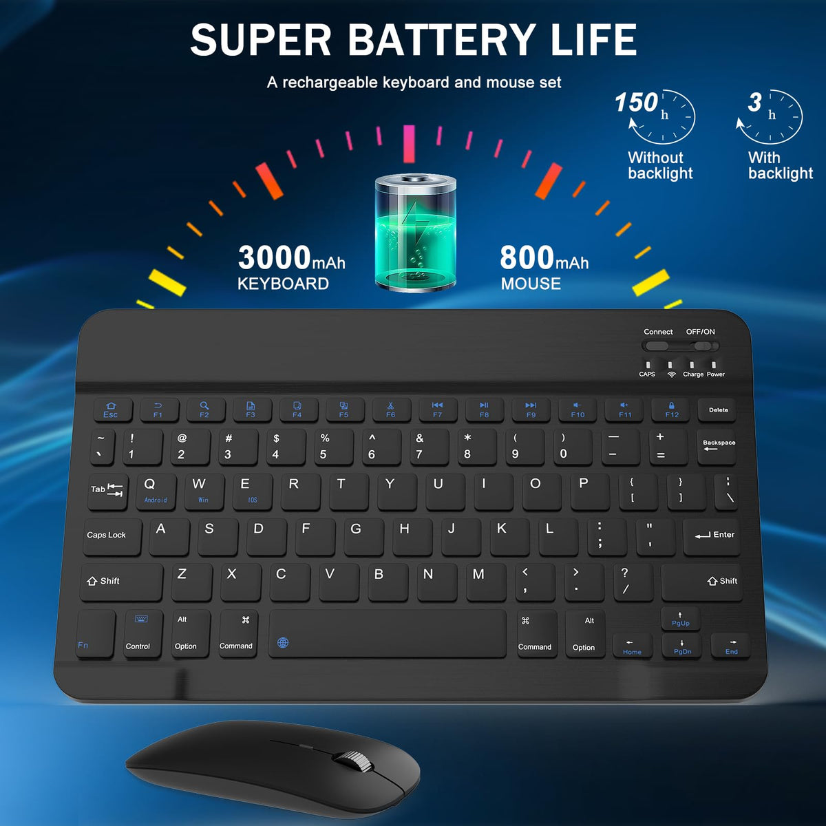 Black Rechargeable Bluetooth Keyboard and Mouse Combo Y2990