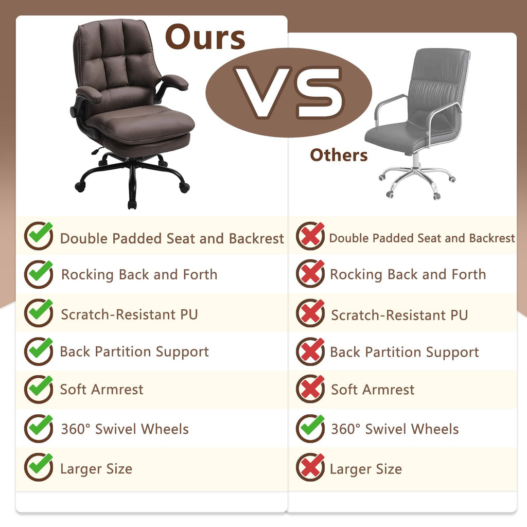 Brown Ergonomic Office Chair with Flip-up Armrests A370327