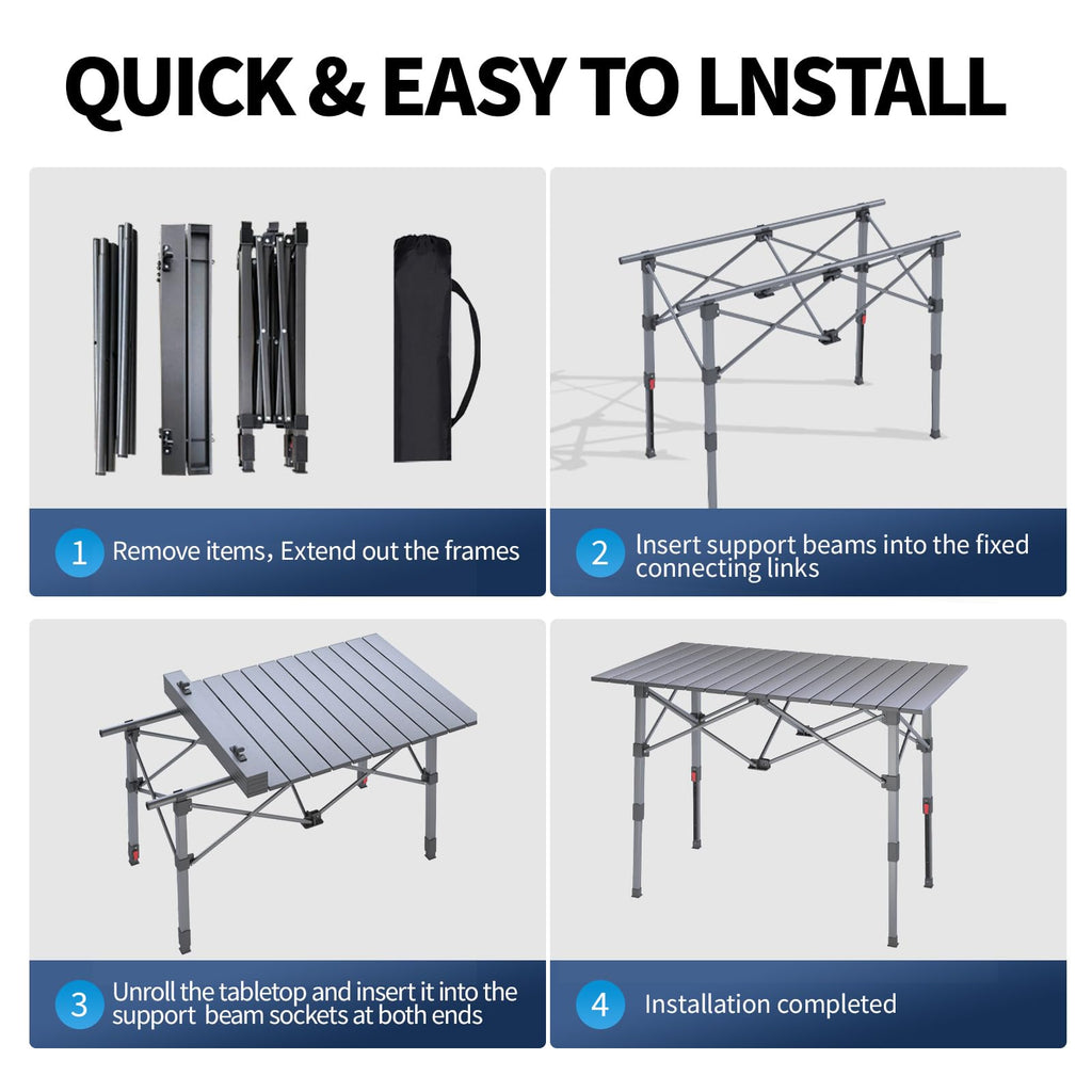 Portable Aluminum Folding Camping Table with Storage Basket P52193