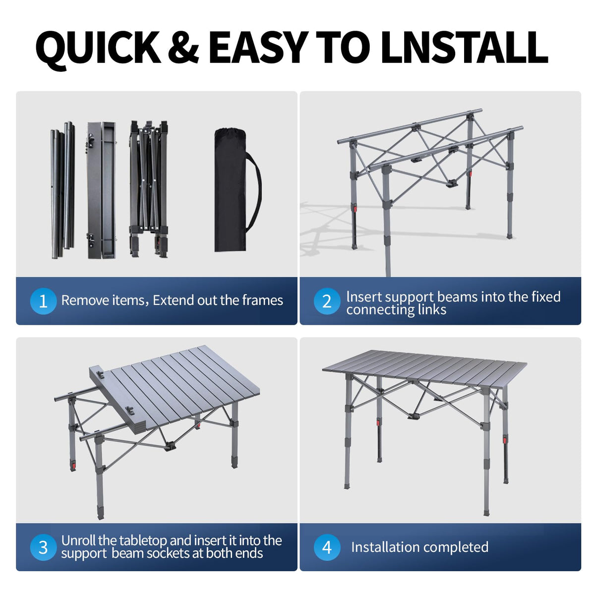 Portable Aluminum Folding Camping Table with Storage Basket P52193