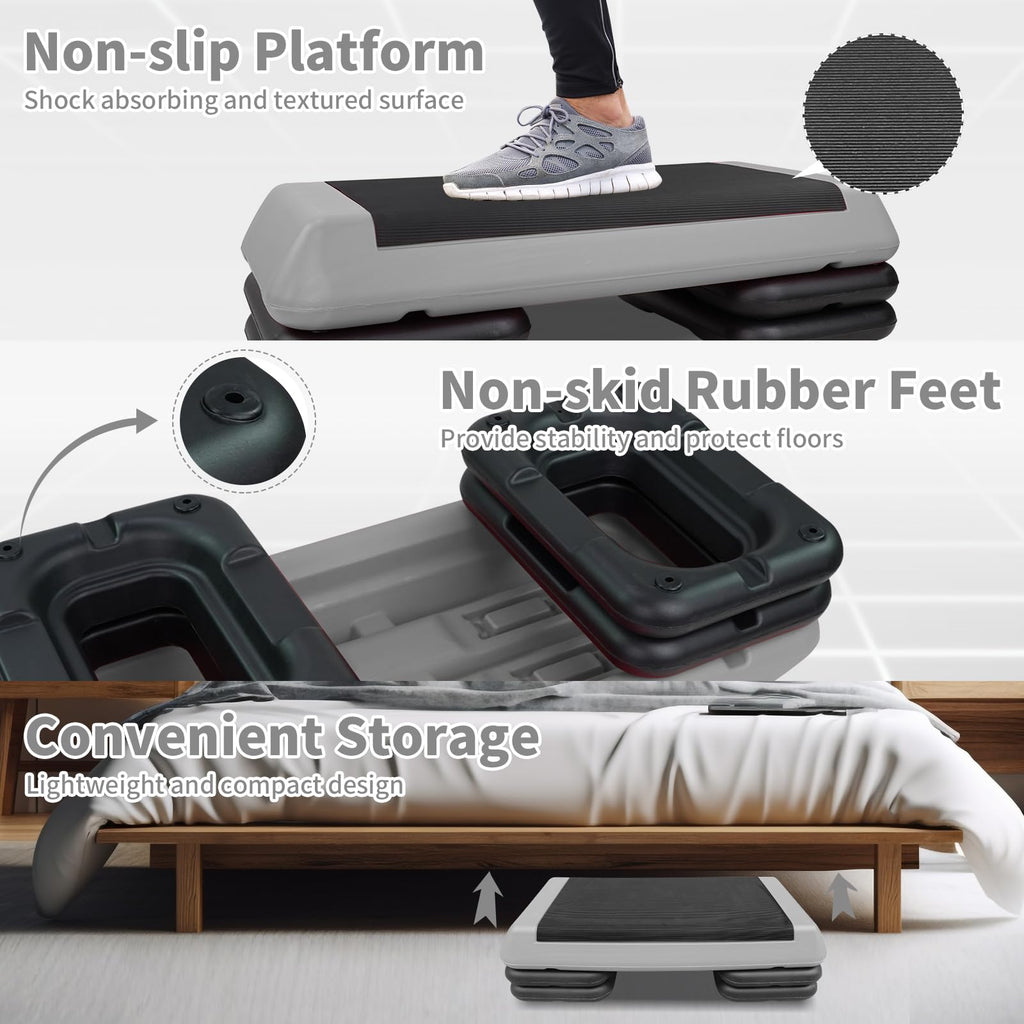 Adjustable Aerobic Stepper with 4 Risers A643