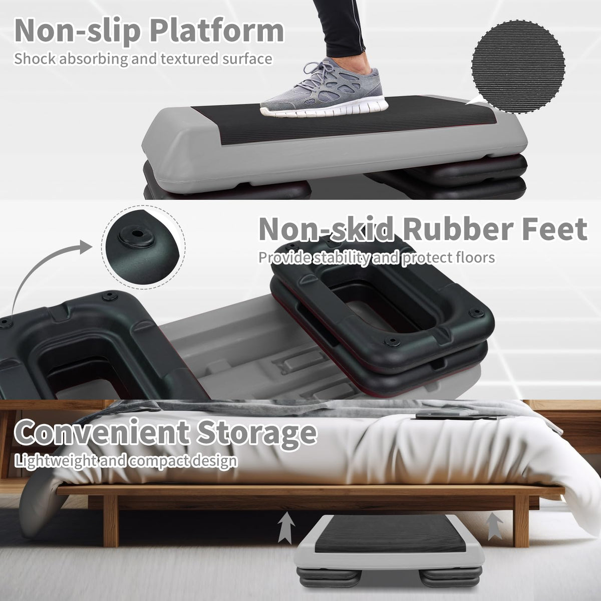 Adjustable Aerobic Stepper with 4 Risers A643