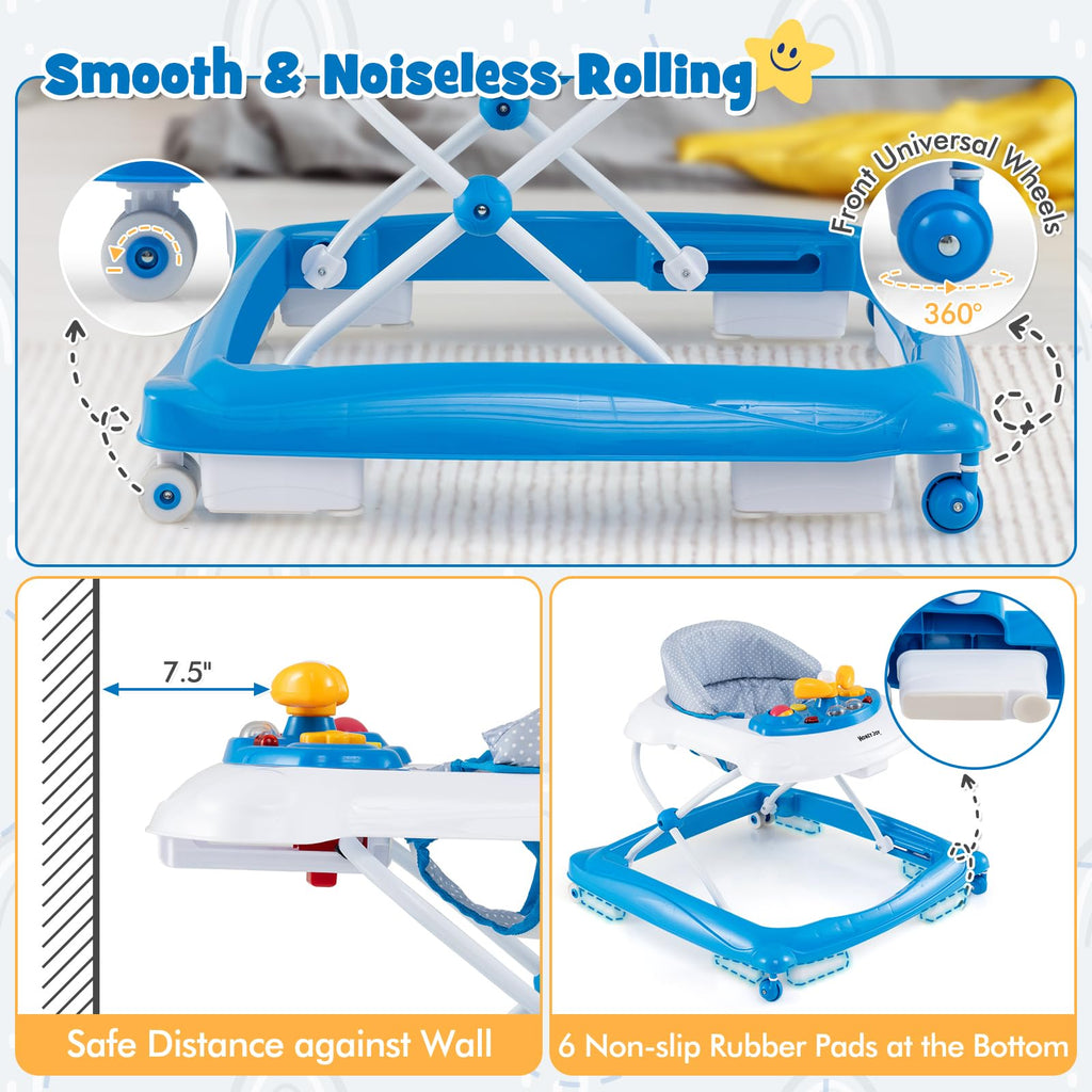 Blue 5 in 1 Foldable Baby Walker with Wheels Z241